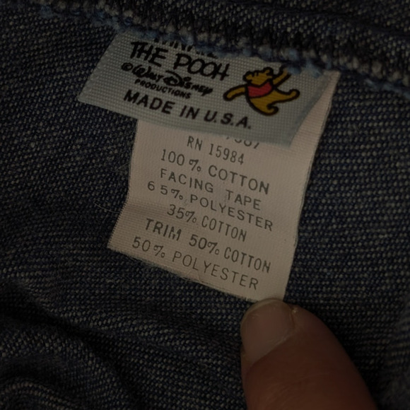 Vintage 80s Disney Winnie The Pooh Baby Outfit Set Denim Overalls & T-Shirt Y2K - Picture 9 of 10